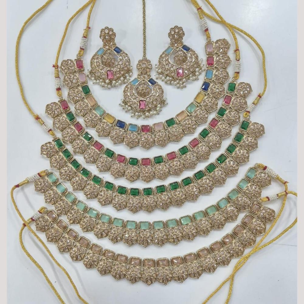 Manisha Jewellery Gold Plated Crystal And Pearl Necklace Set