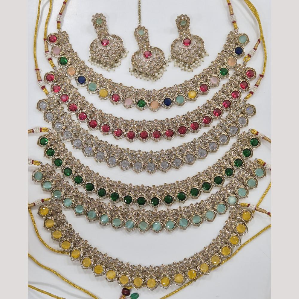 Manisha Jewellery Gold Plated Crystal And Pearl Necklace Set