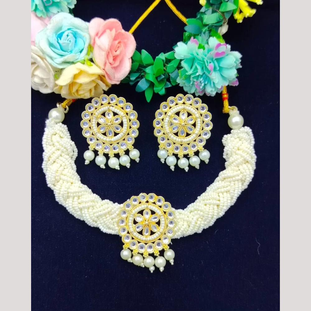 Manisha Jewellery Gold Plated Kundan And Pearl Necklace Set