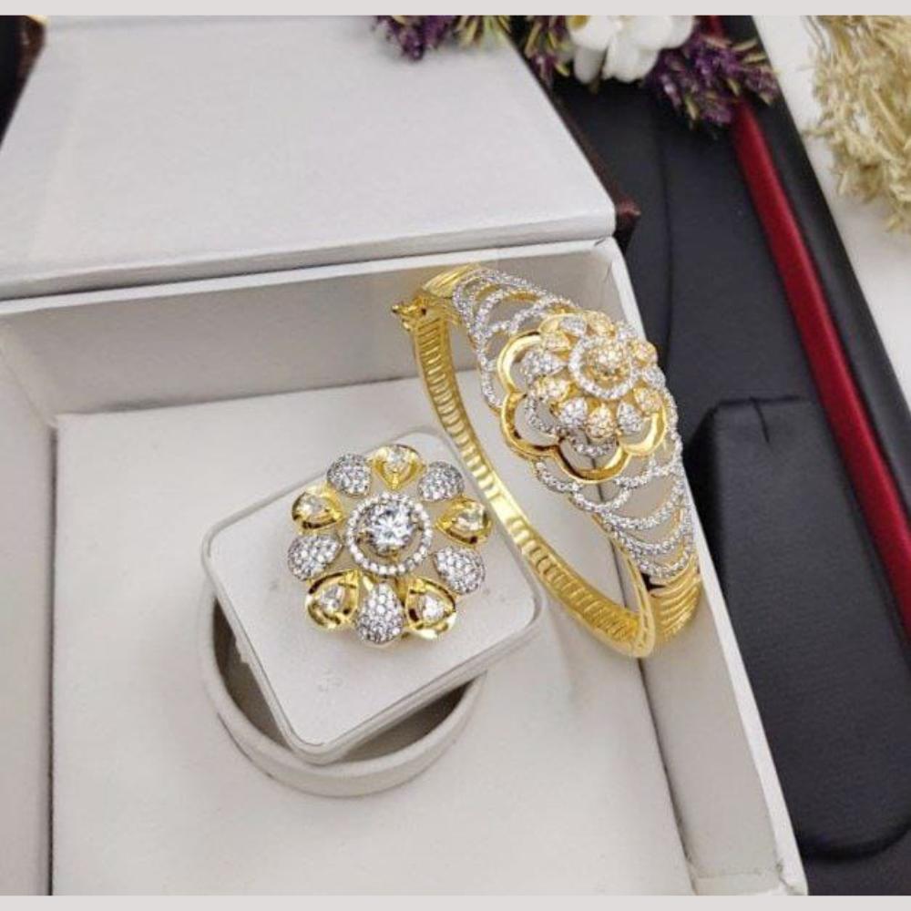 Manisha Jewellery Gold Plated Austrian Stone Openable Bracelet With Ring