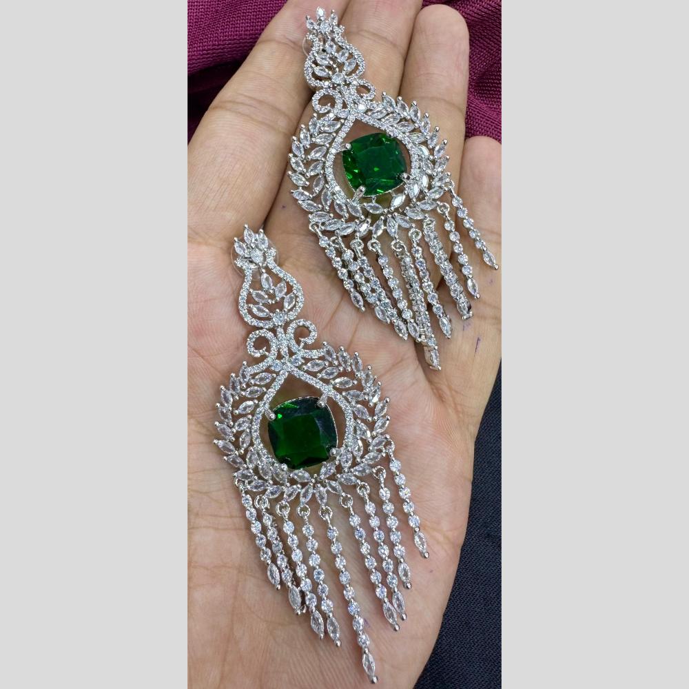 Manisha Jewellery Silver Plated American Diamond Dangler Earrings