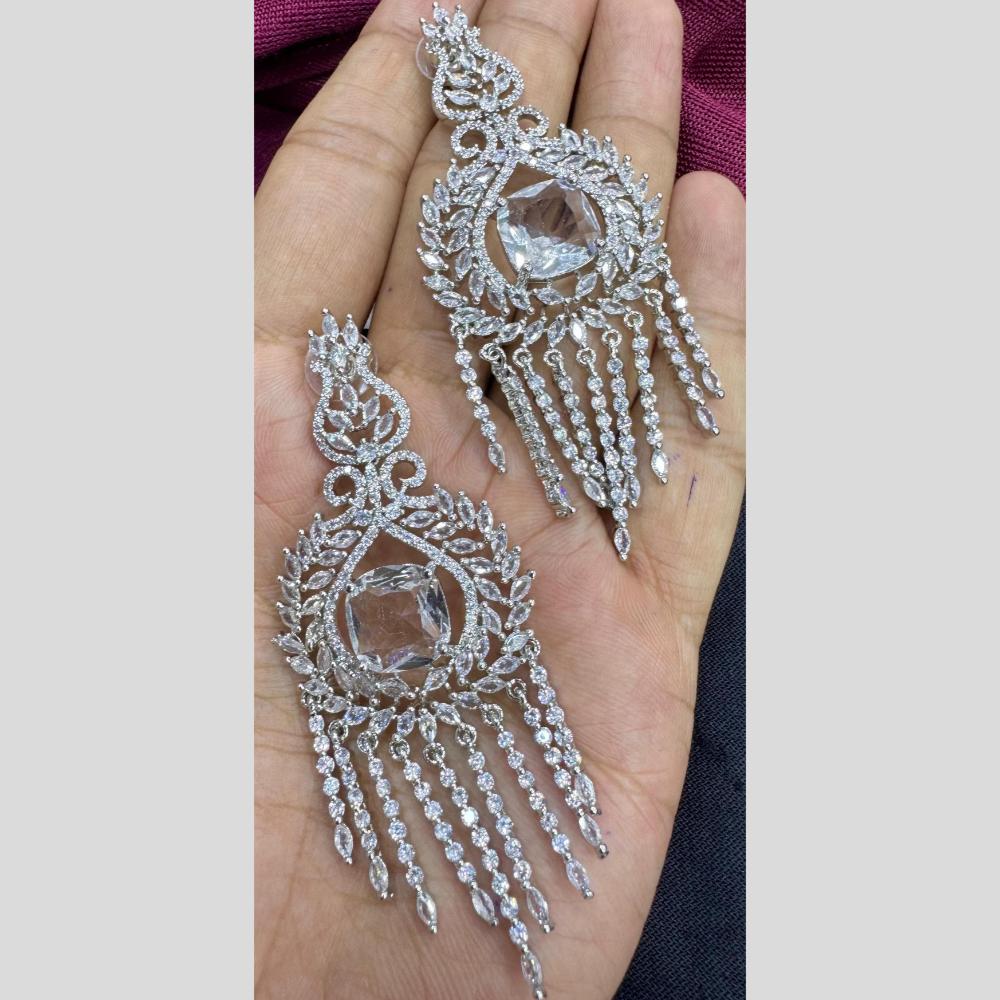 Manisha Jewellery Silver Plated American Diamond Dangler Earrings