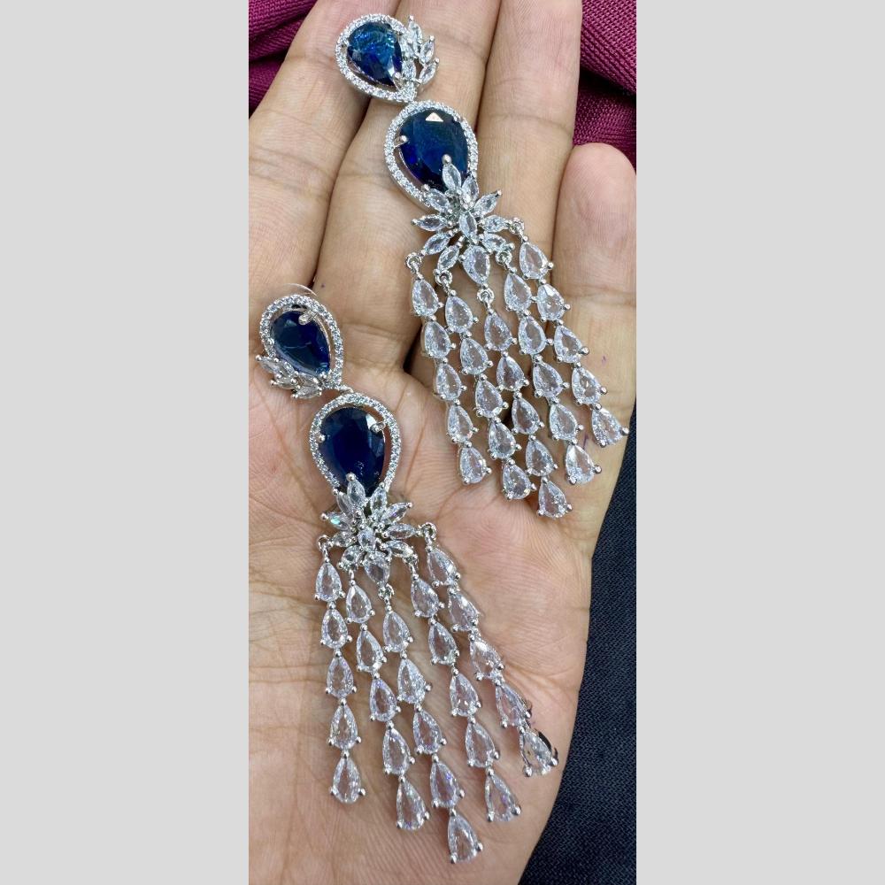 Manisha Jewellery Silver Plated American Diamond Dangler Earrings