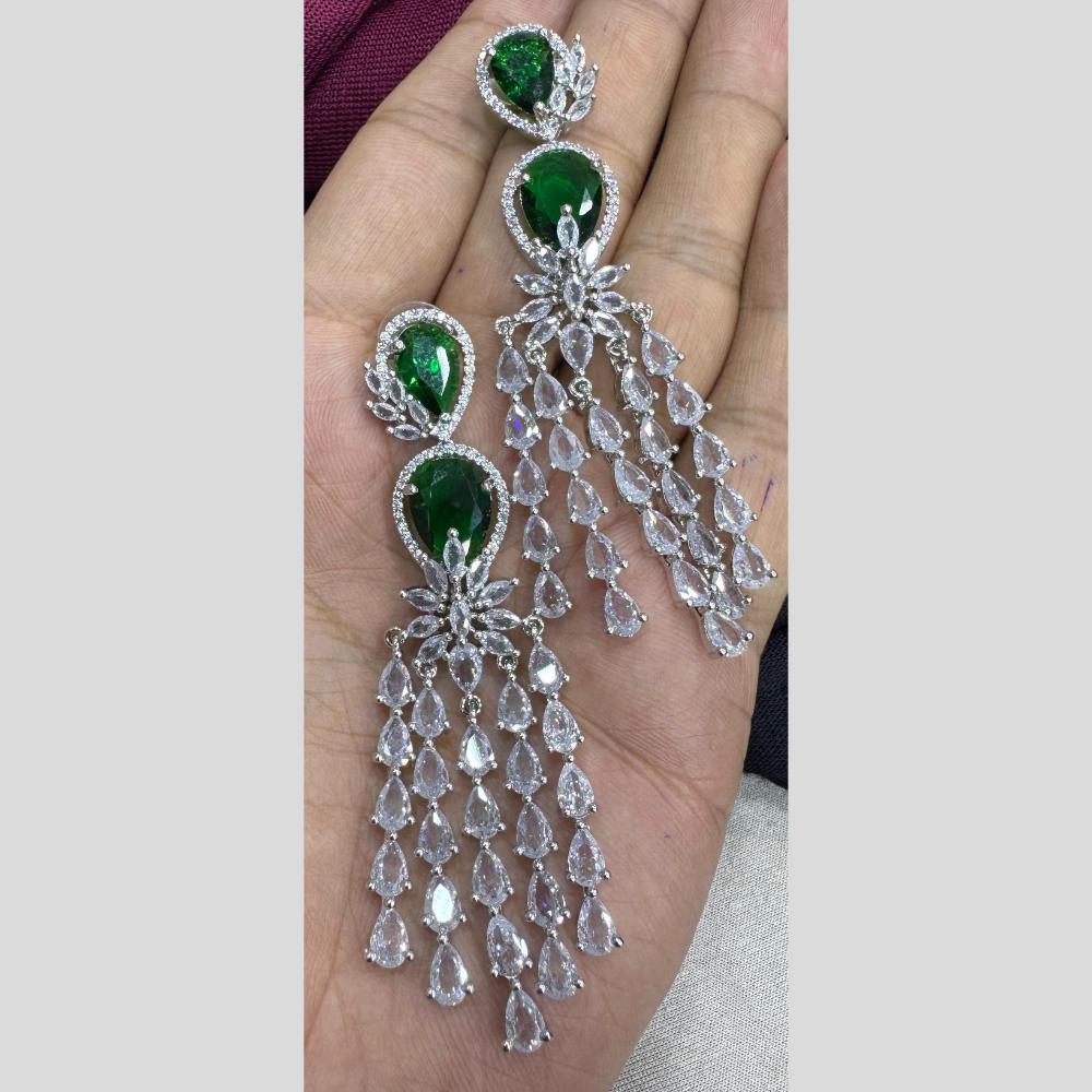 Manisha Jewellery Silver Plated American Diamond Dangler Earrings