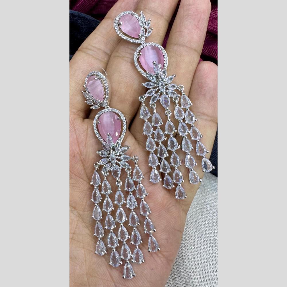 Manisha Jewellery Silver Plated American Diamond Dangler Earrings