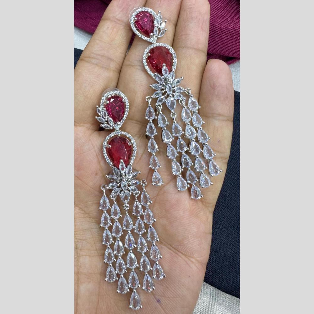 Manisha Jewellery Silver Plated American Diamond Dangler Earrings