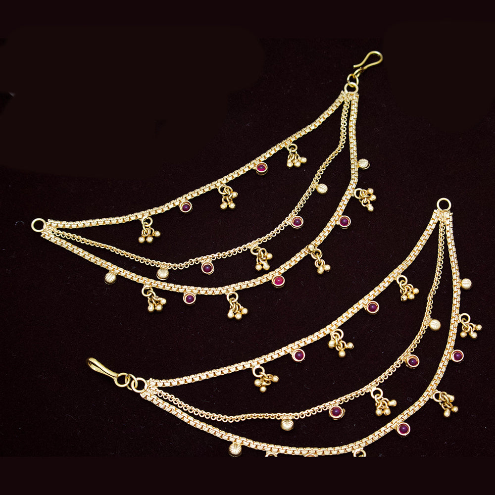 Manisha Jewellery Gold Plated Pota Stone Kaan Chain