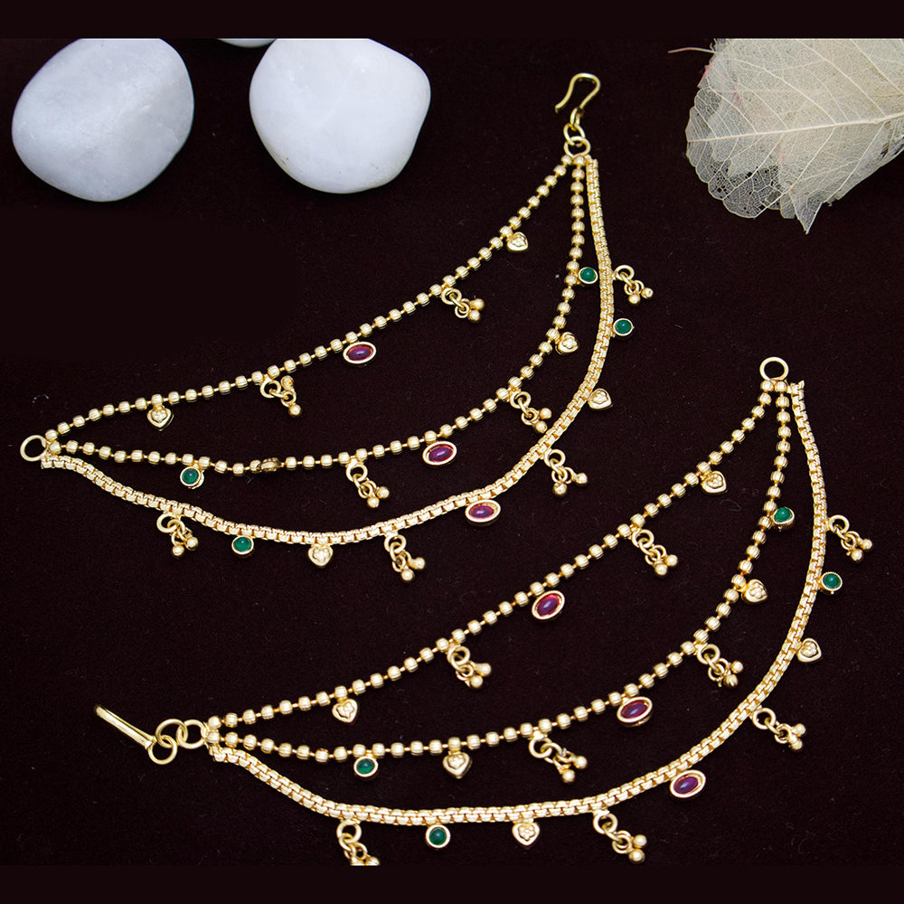 Manisha Jewellery Gold Plated Pota Stone Kaan Chain