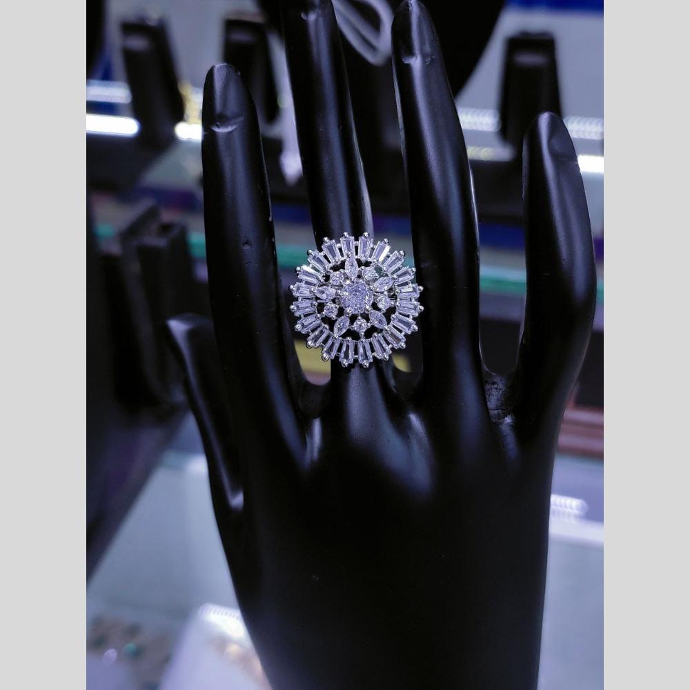 Manisha Jewellery Elegant Silver-Plated American Diamond Ring for Women