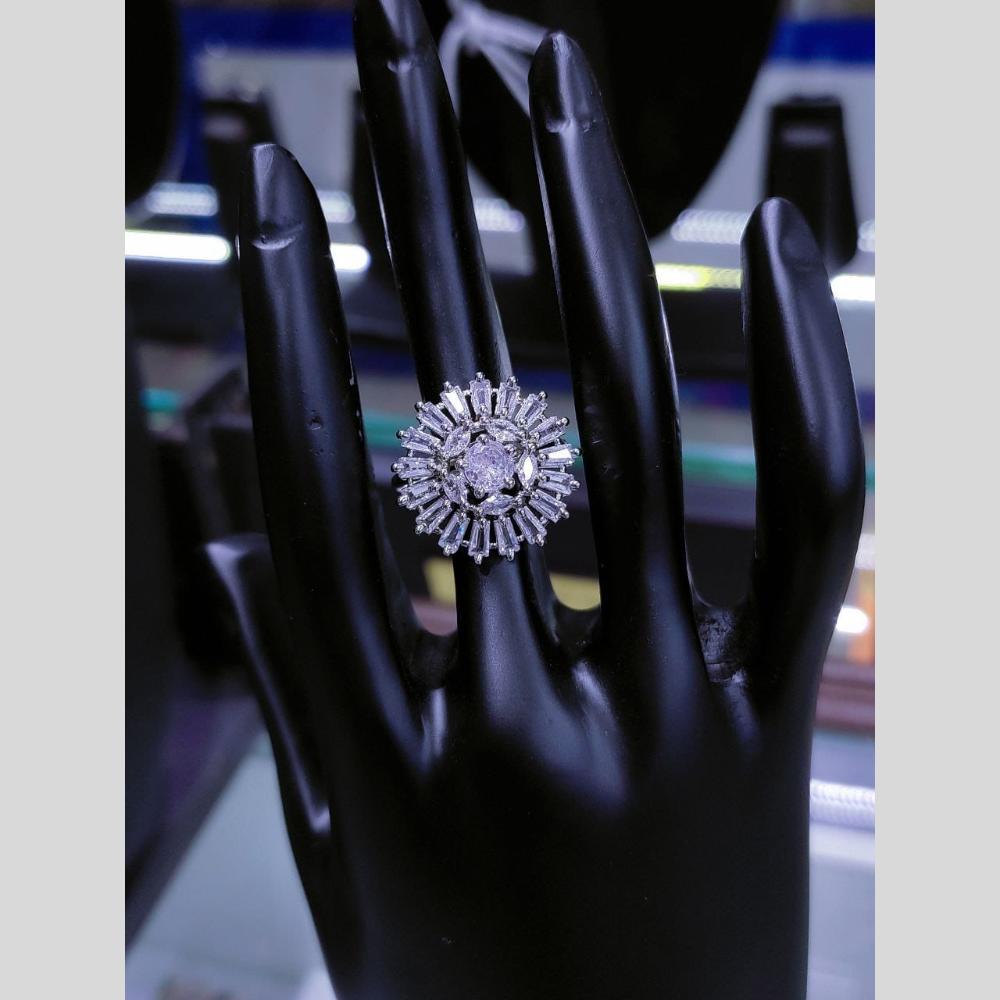 Manisha Jewellery Elegant Silver-Plated American Diamond Ring for Women