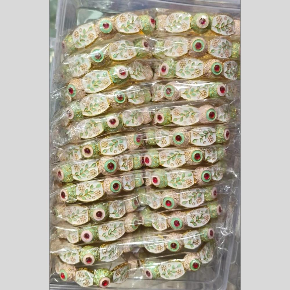 Manisha Jewellery Gold Plated Pota Stone And Meenakari Bangle Set