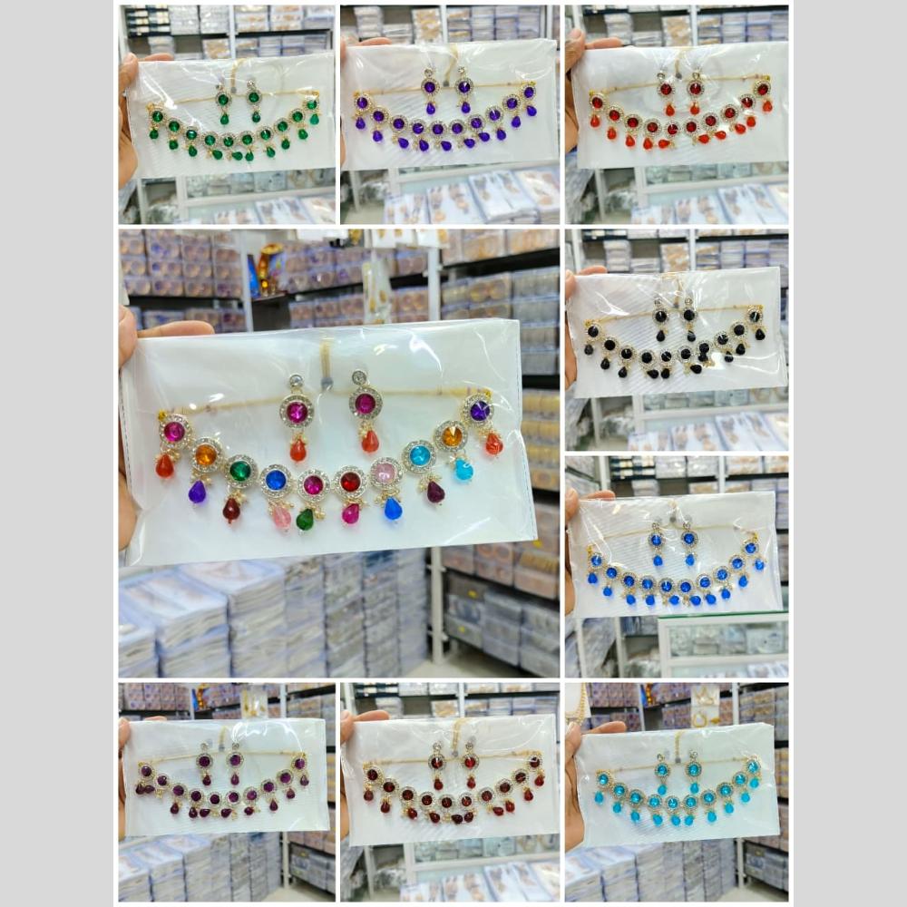 Manisha Jewellery Gold Plated Crystal Stone And Beads Necklace Set