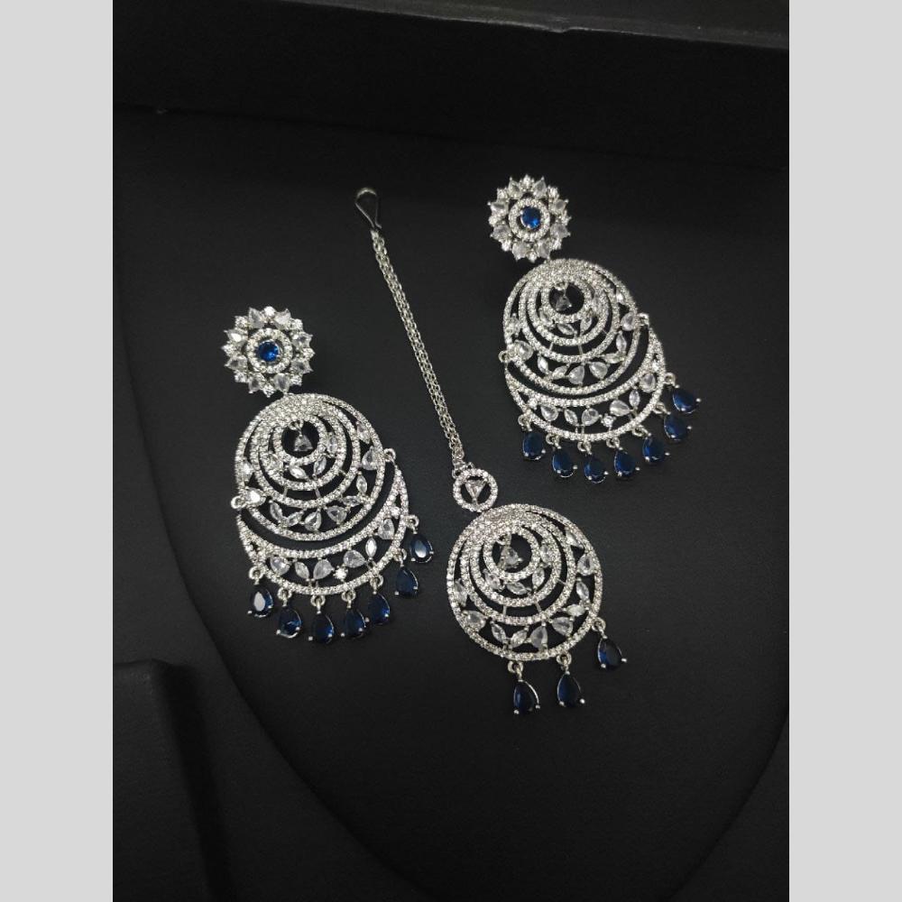 Manisha Jewellery Silver Plated American Diamond Dangler Earrings