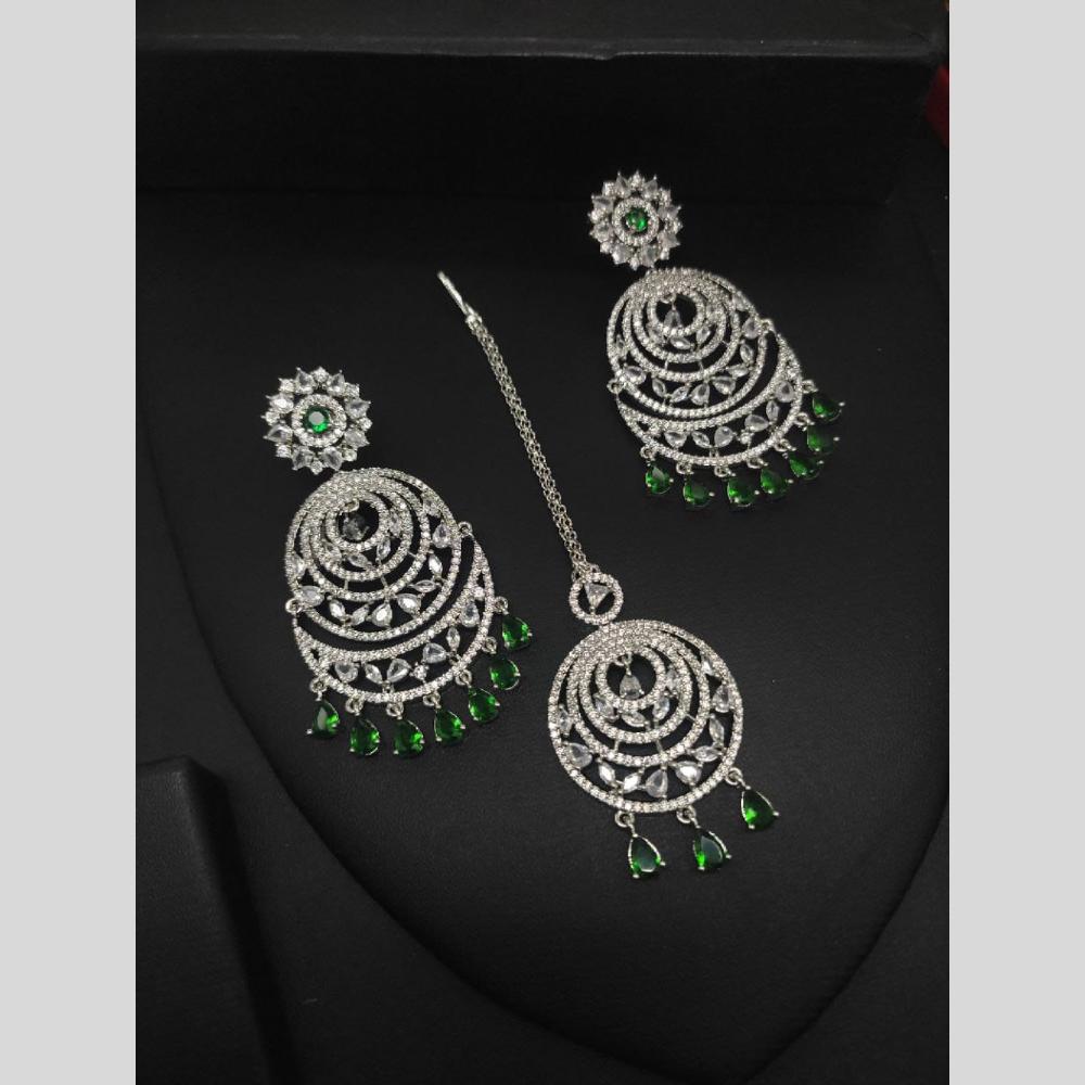Manisha Jewellery Silver Plated American Diamond Dangler Earrings