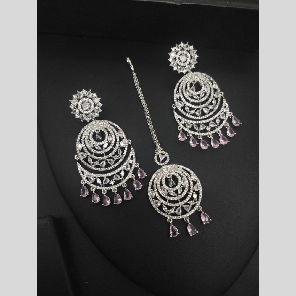 Manisha Jewellery Silver Plated American Diamond Dangler Earrings