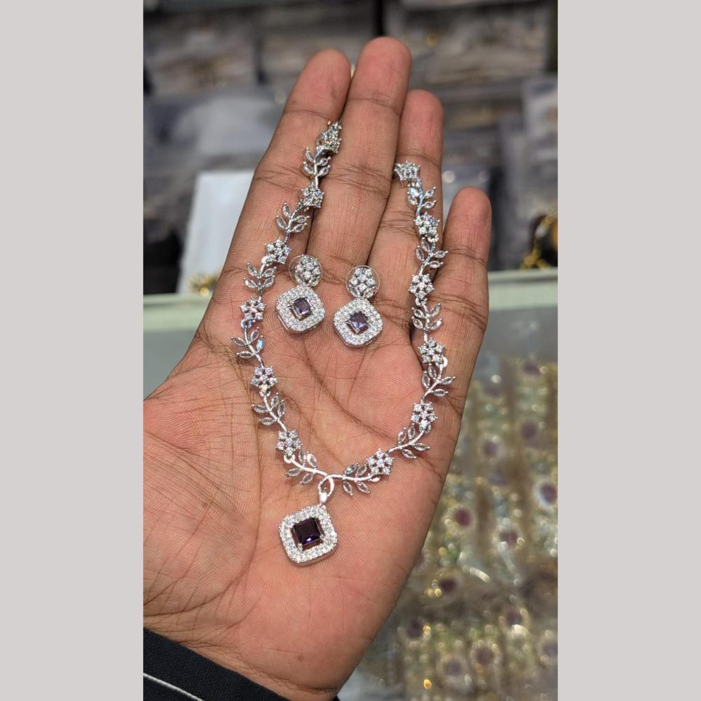 Manisha Jewellery Grace & Glitter Designer American Diamond Necklace Set