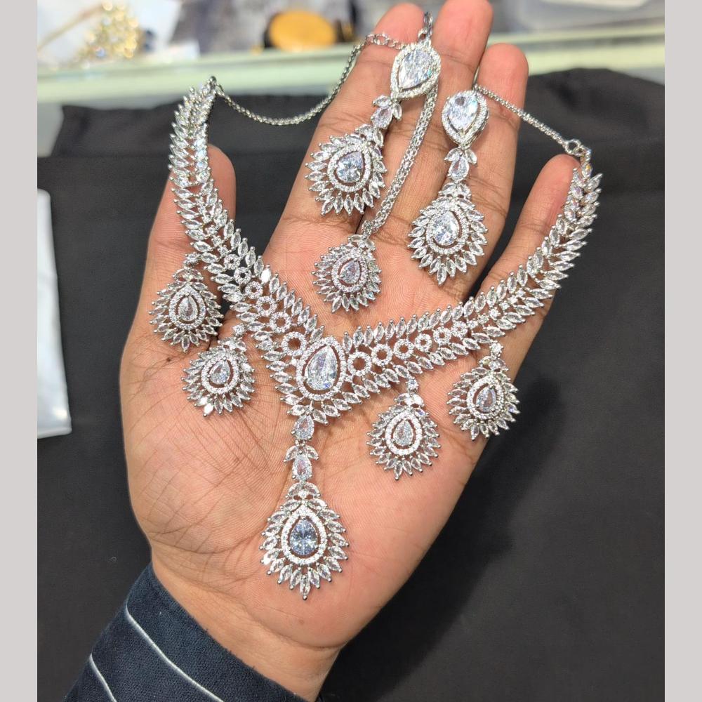 Manisha Jewellery Elegant Evenings Premium American Daimonds Necklace Set