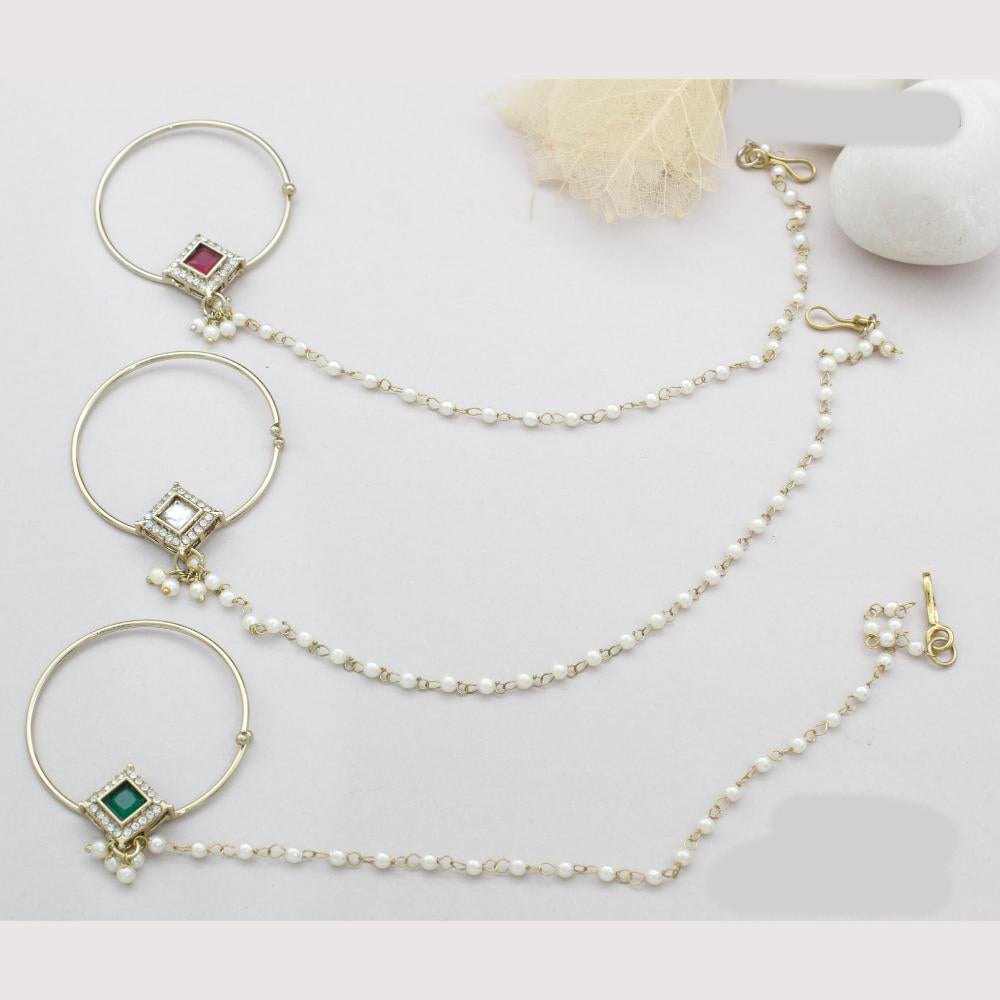 Manisha Jewellery Designer Austrian And Pearl Nose Ring