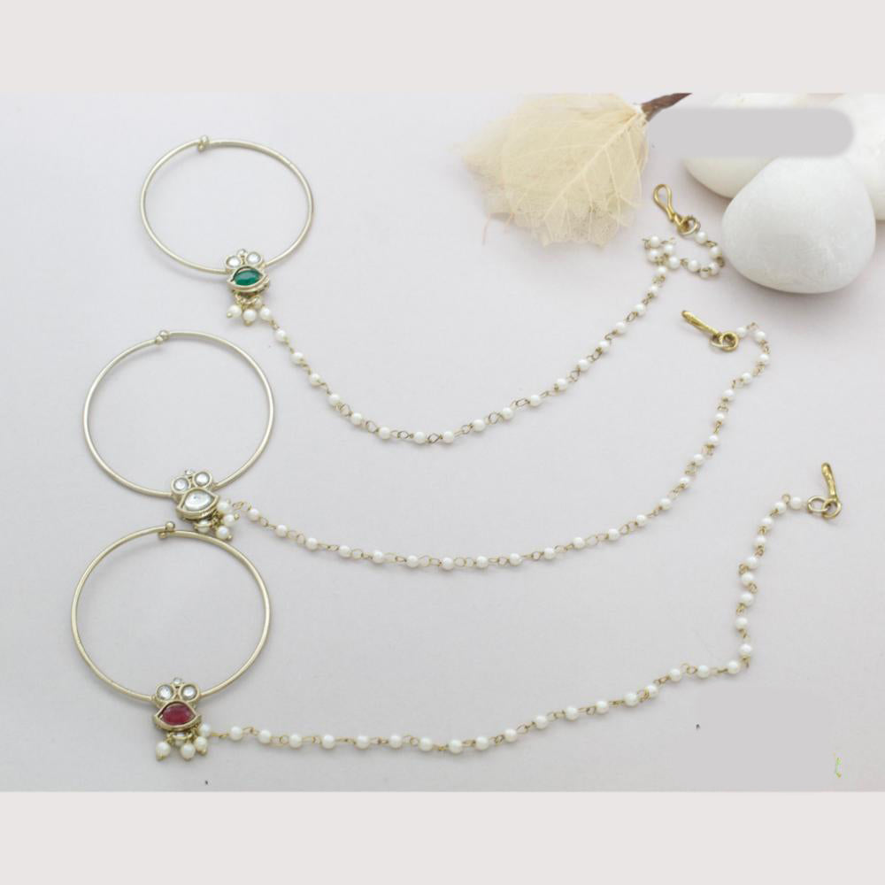 Manisha Jewellery Designer Kundan And Pearl Nose Ring