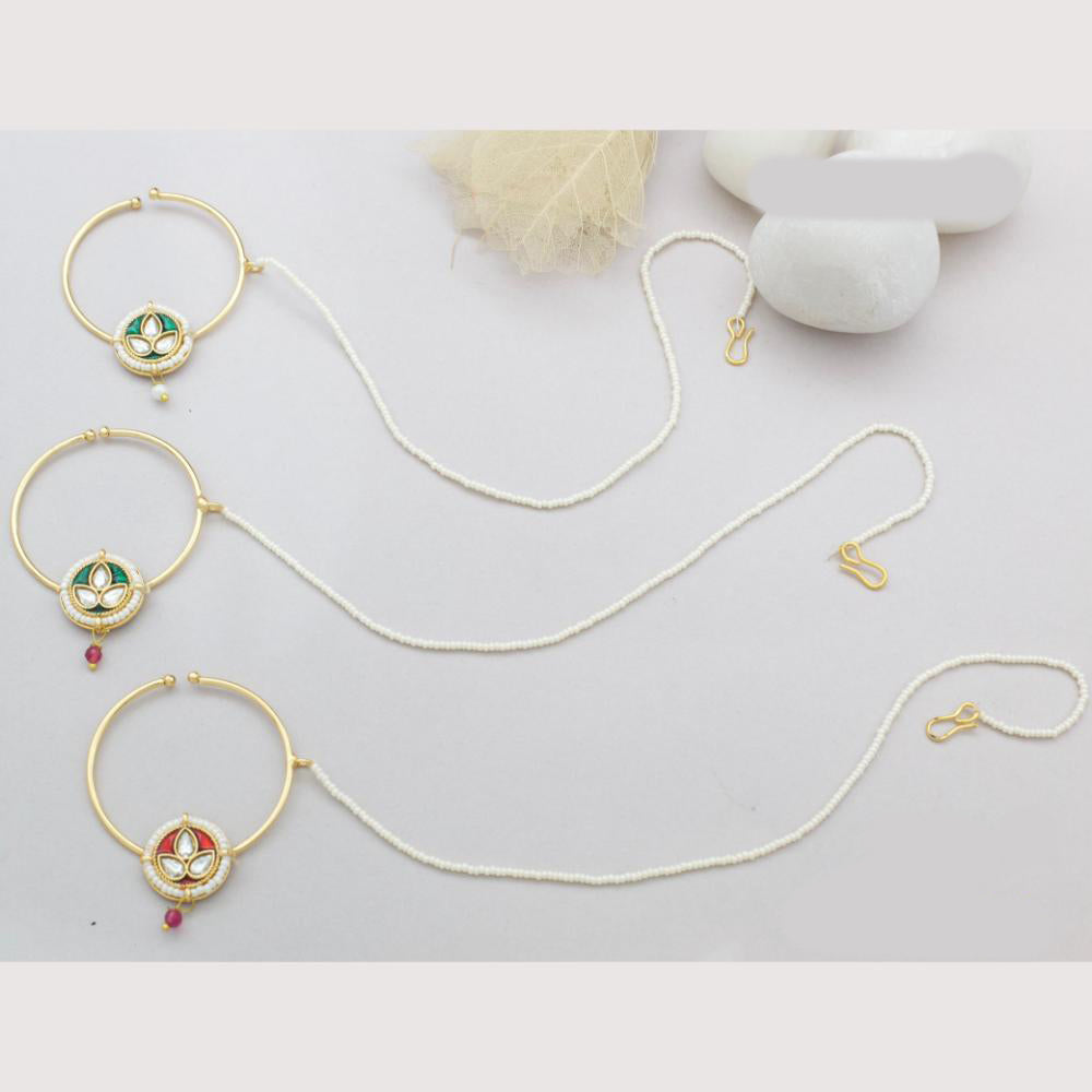 Manisha Jewellery Designer Kundan And Pearl Nose Ring