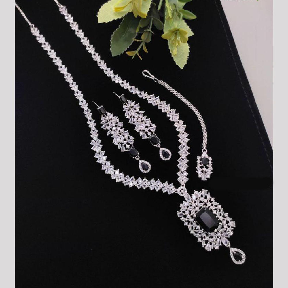 Manisha Jewellery American Diamond Necklace Set with Teardrop Earrings