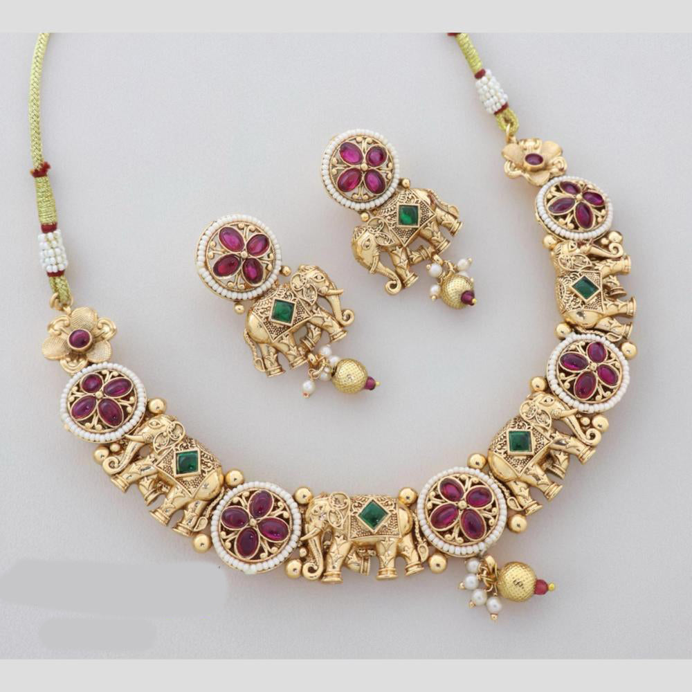 Manisha Jewellery Gold Plated Polki Kundan And Pearls Necklace Set