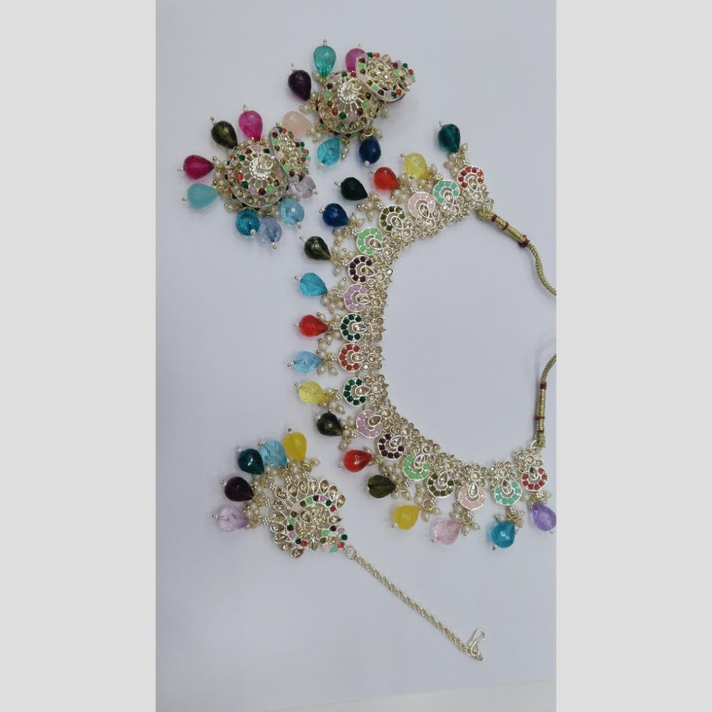 Manisha Collection Beaded Austrian Stone Necklace Set – Graceful Traditional Jewellery