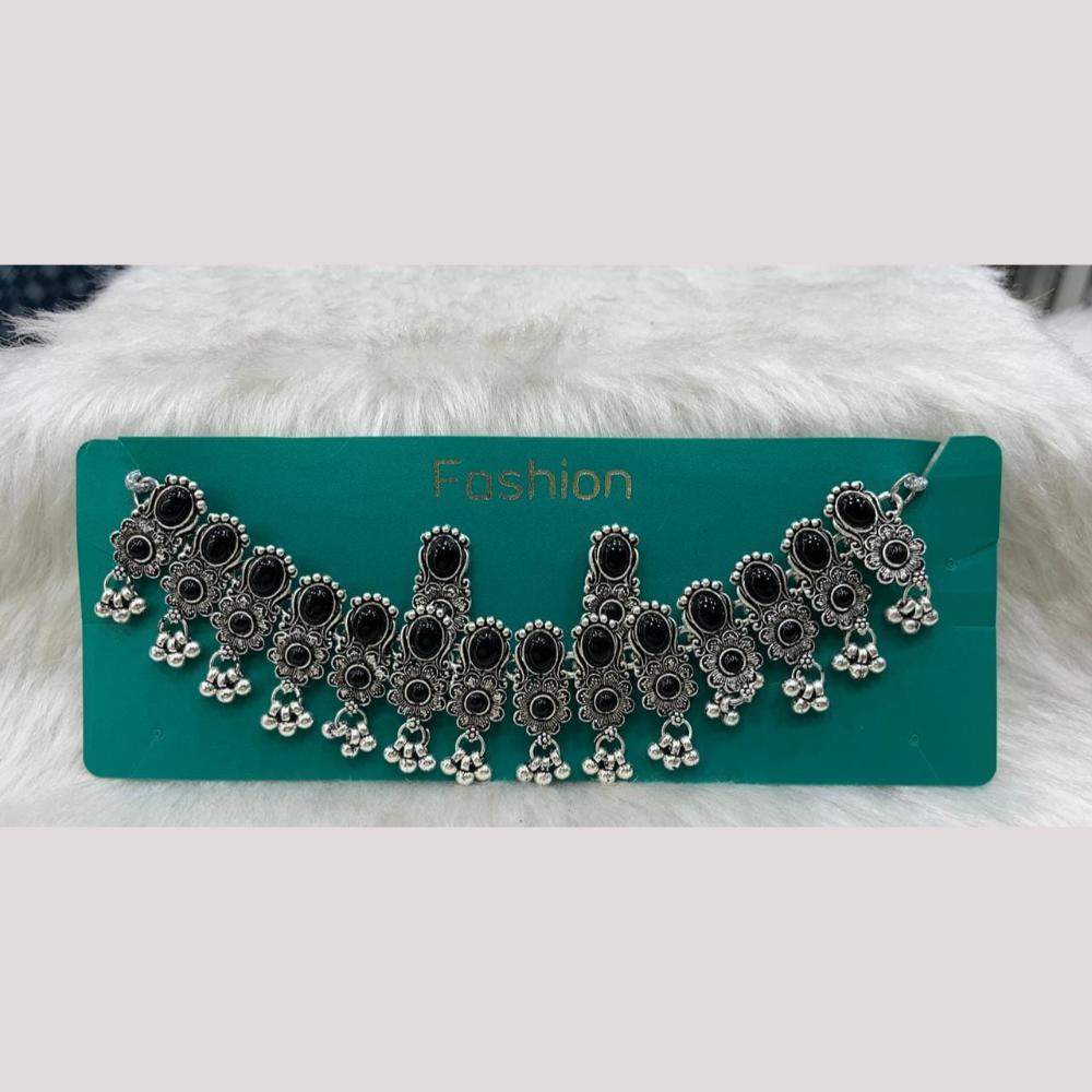 Manisha Jewellery Elegant Oxidised Plated Pota Stone Design Necklace Set