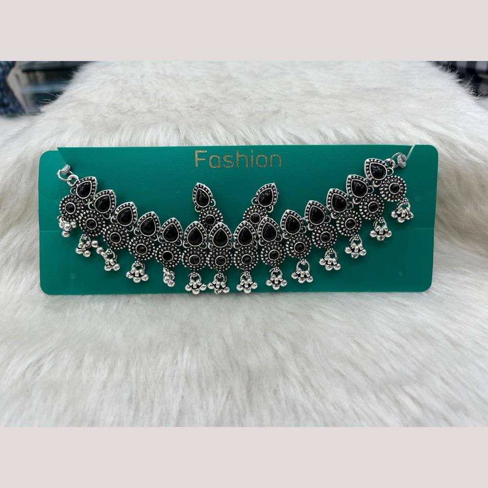 Manisha Jewellery Elegant Oxidised Plated Pota Stone Design Necklace Set
