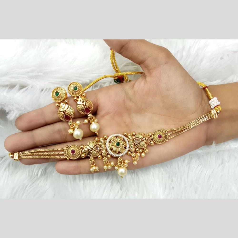 Manisha Jewellery Traditional Choker Necklace Set with Pearl Drops