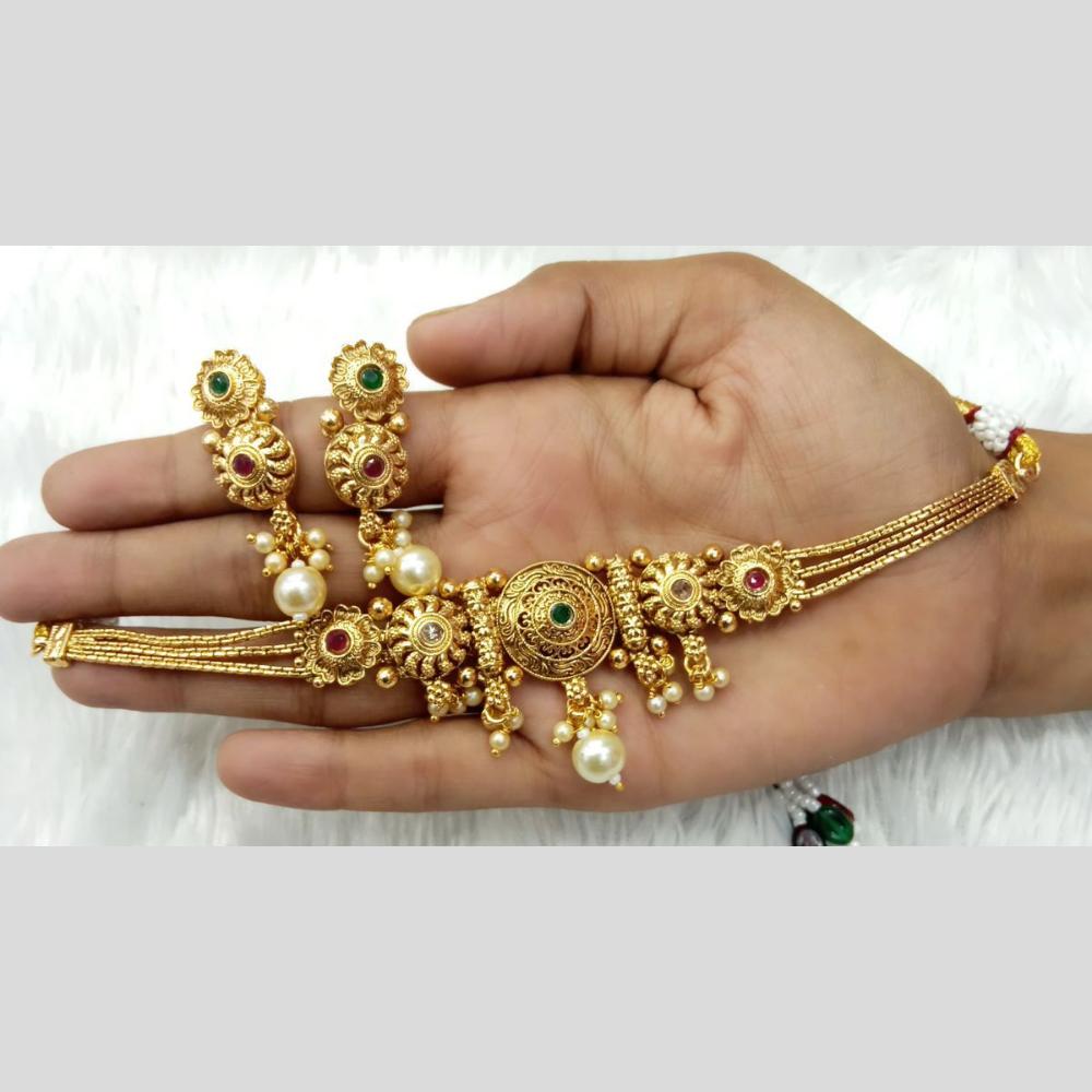 Manisha Jewellery Traditional Choker Necklace Set with Pearl Drops