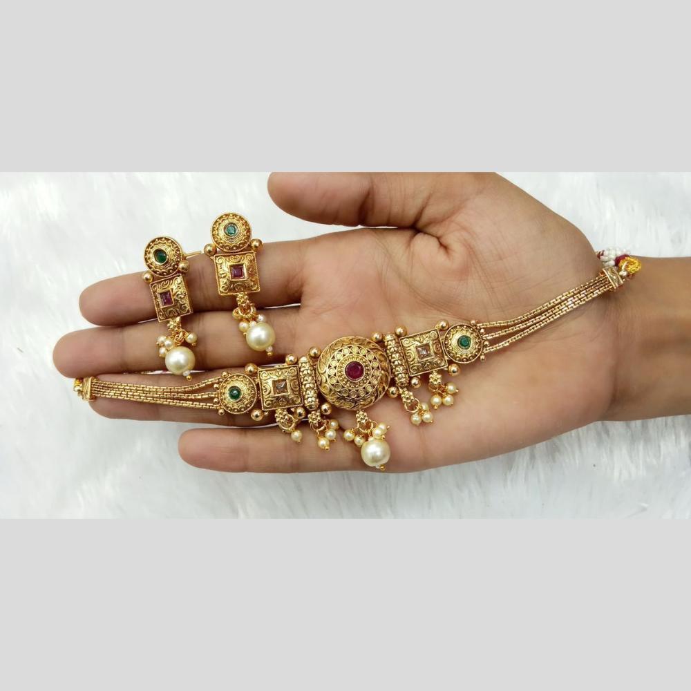 Manisha Jewellery Traditional Choker Necklace Set with Pearl Drops