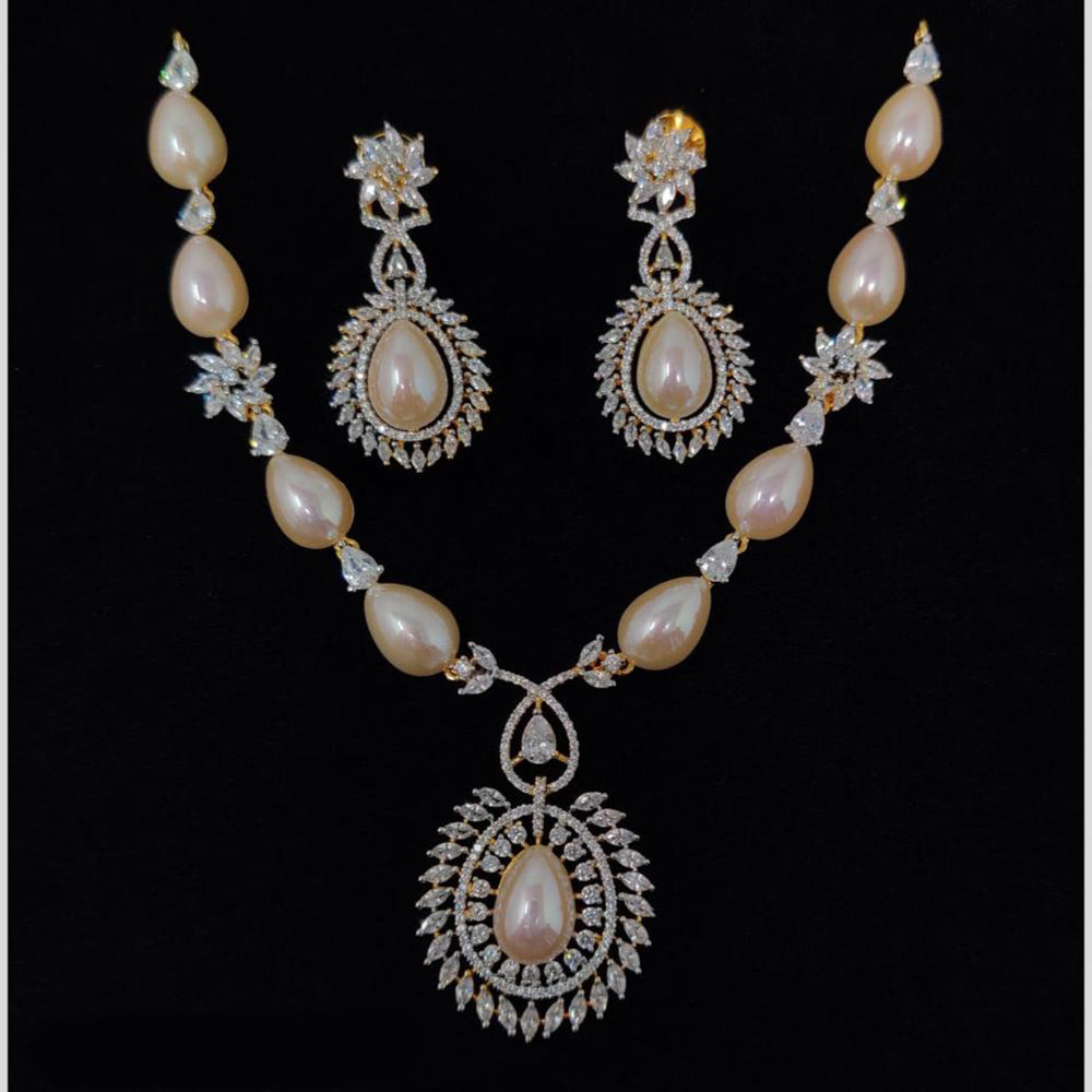 Manisha Jewellery Dazzling American Diamond and Pearl Necklace Set