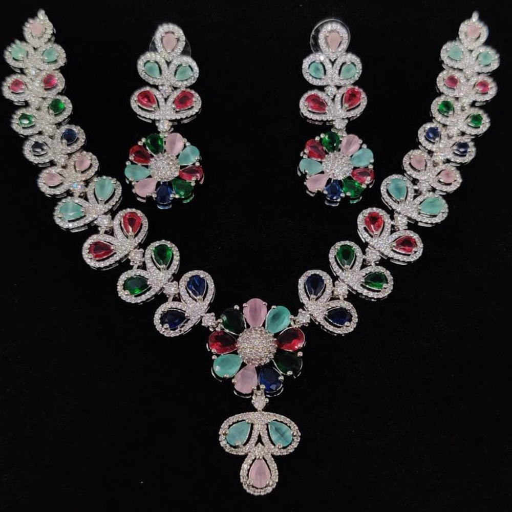 Manisha Jewellery Floral Sparkling American Diamond Necklace Set