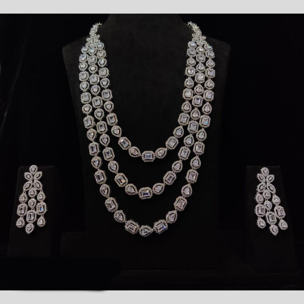 Manisha Jewellery Luxury Multi Layer American Diamond Necklace Set