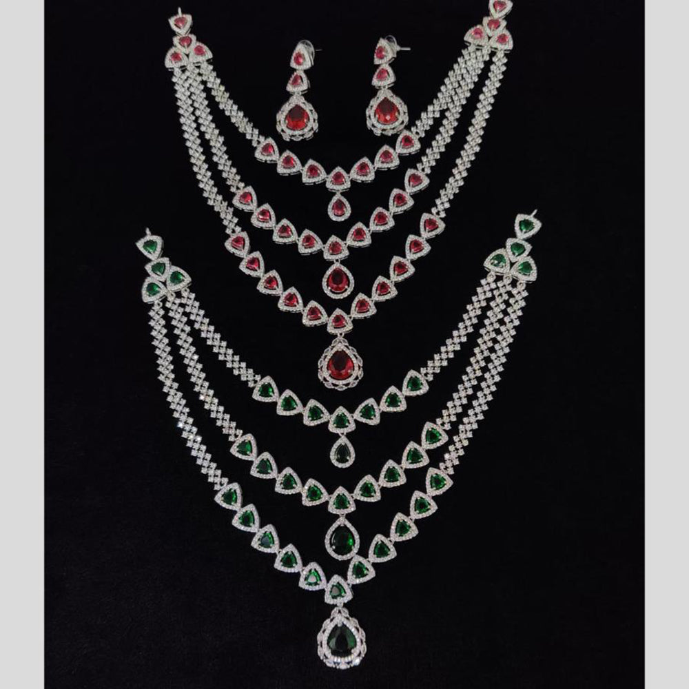 Manisha Jewellery Luxury Multi Layer American Diamond Necklace Set