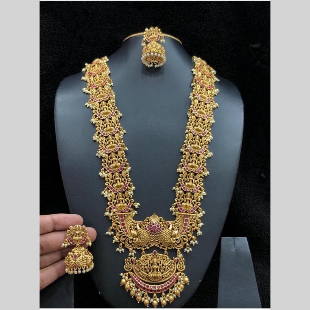 Manisha Temple Jewellery Set with Goddess Motif Ethnic Long Necklace with Earrings