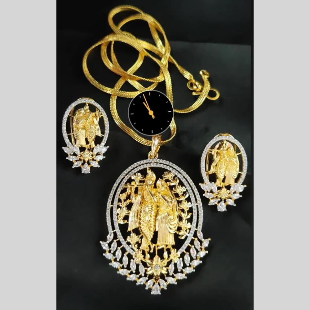 Manisha Jewellery Radha Krishna Inspired AD Chain Pendant Set for Everyday Elegance