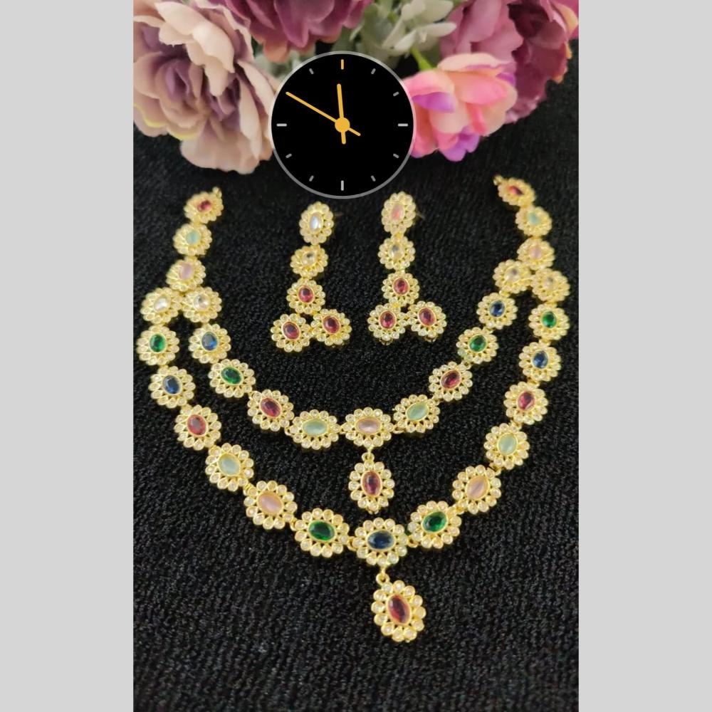 Manisha Jewellery Double Layer Pota Stone Necklace Set