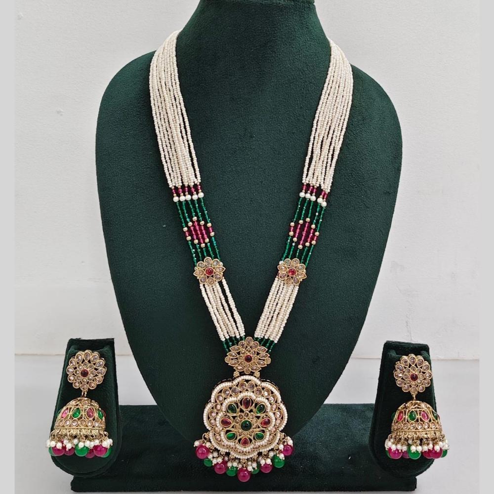 Manisha Jewellery Pearl And Crystal Stone Long Necklace Set