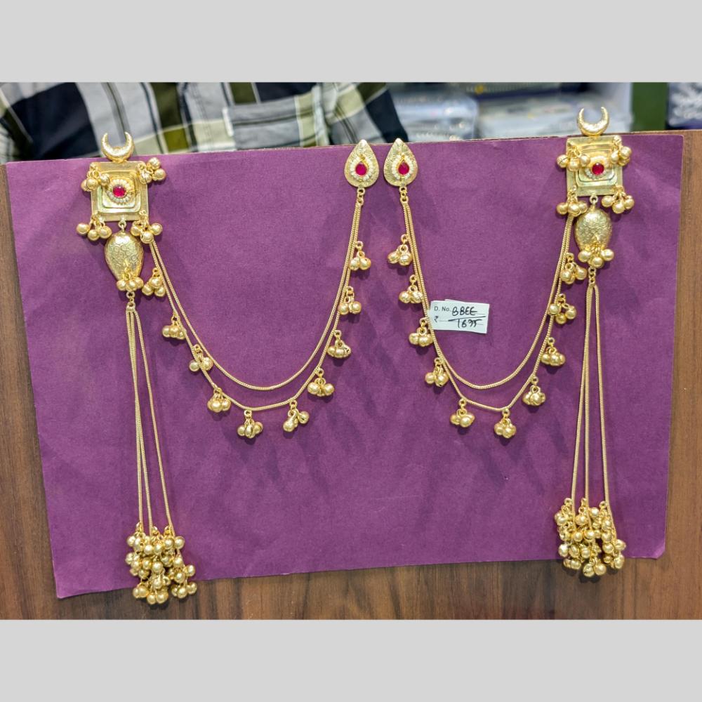 Grace in Every Drop Manisha Pota Stone Dangling Earrings with Kan chain