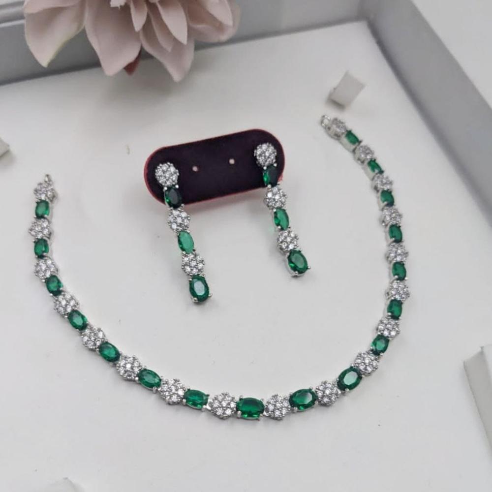 Manisha Jewellery Luxury Rhodium Polish American Diamond Necklace Se