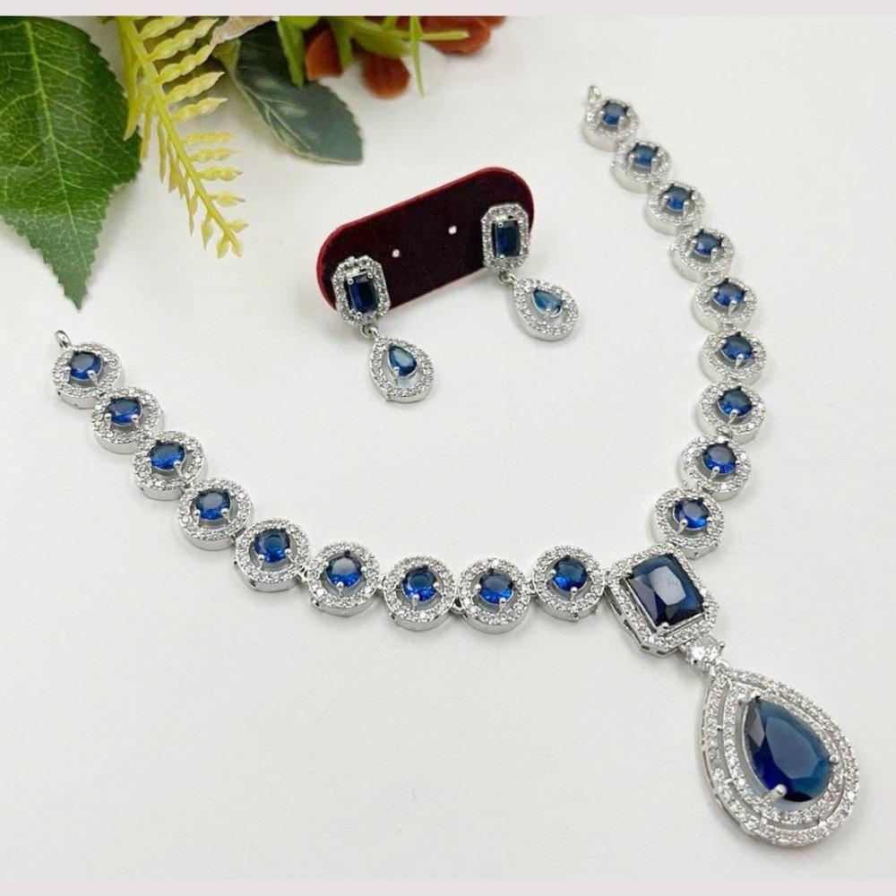 Manisha Jewellery Luxury Rhodium Polish American Diamond Necklace Se