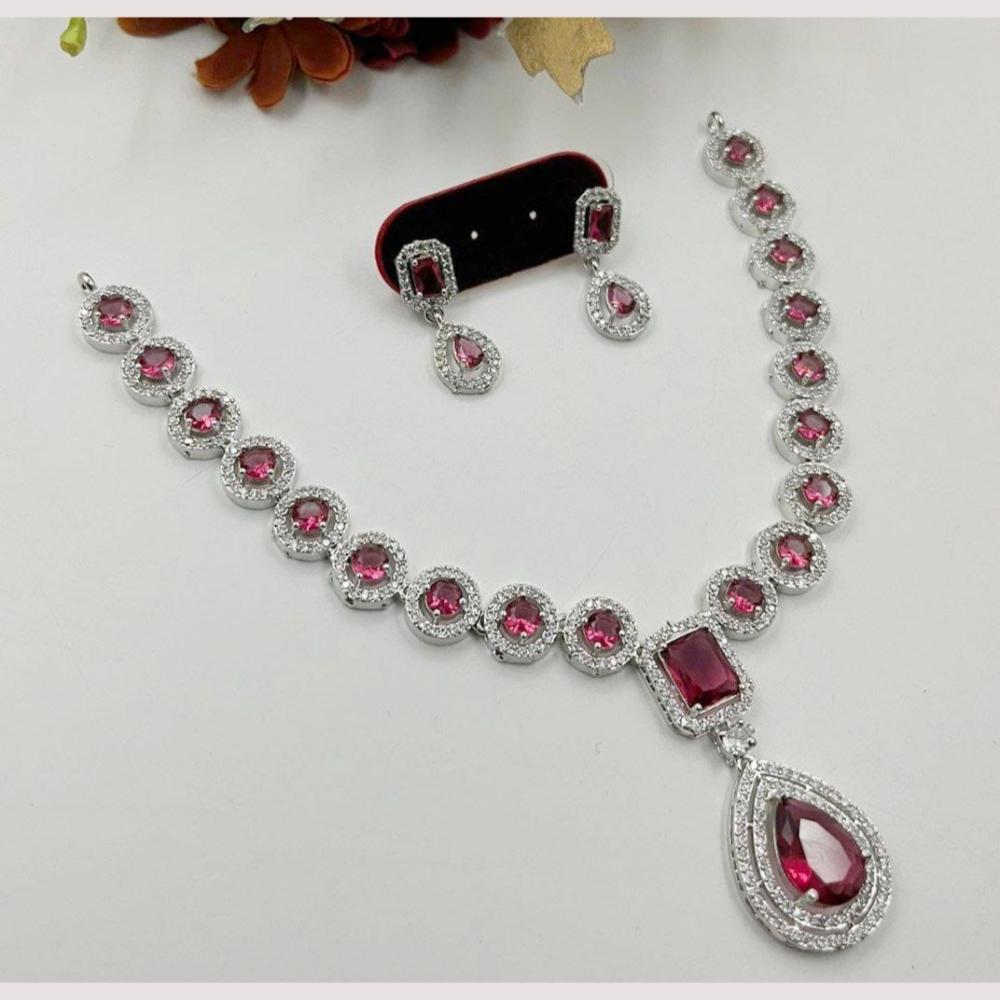 Manisha Jewellery Luxury Rhodium Polish American Diamond Necklace Se