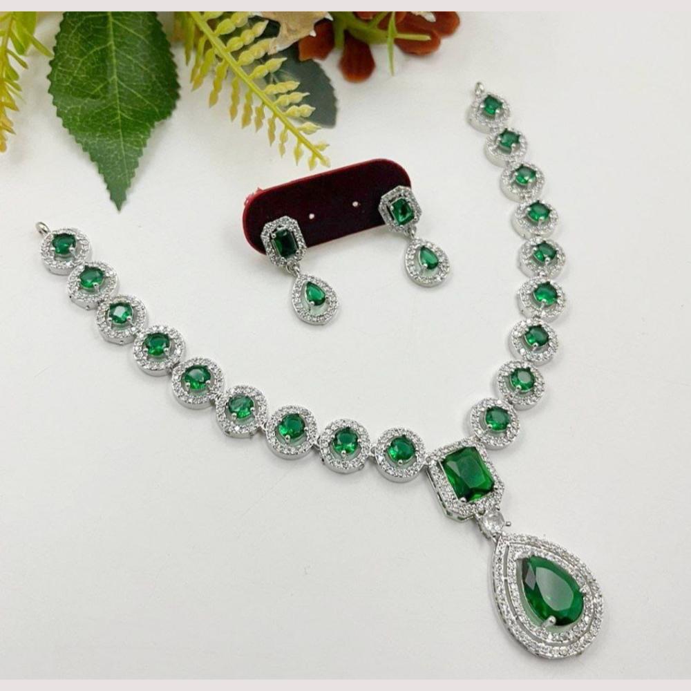 Manisha Jewellery Luxury Rhodium Polish American Diamond Necklace Se