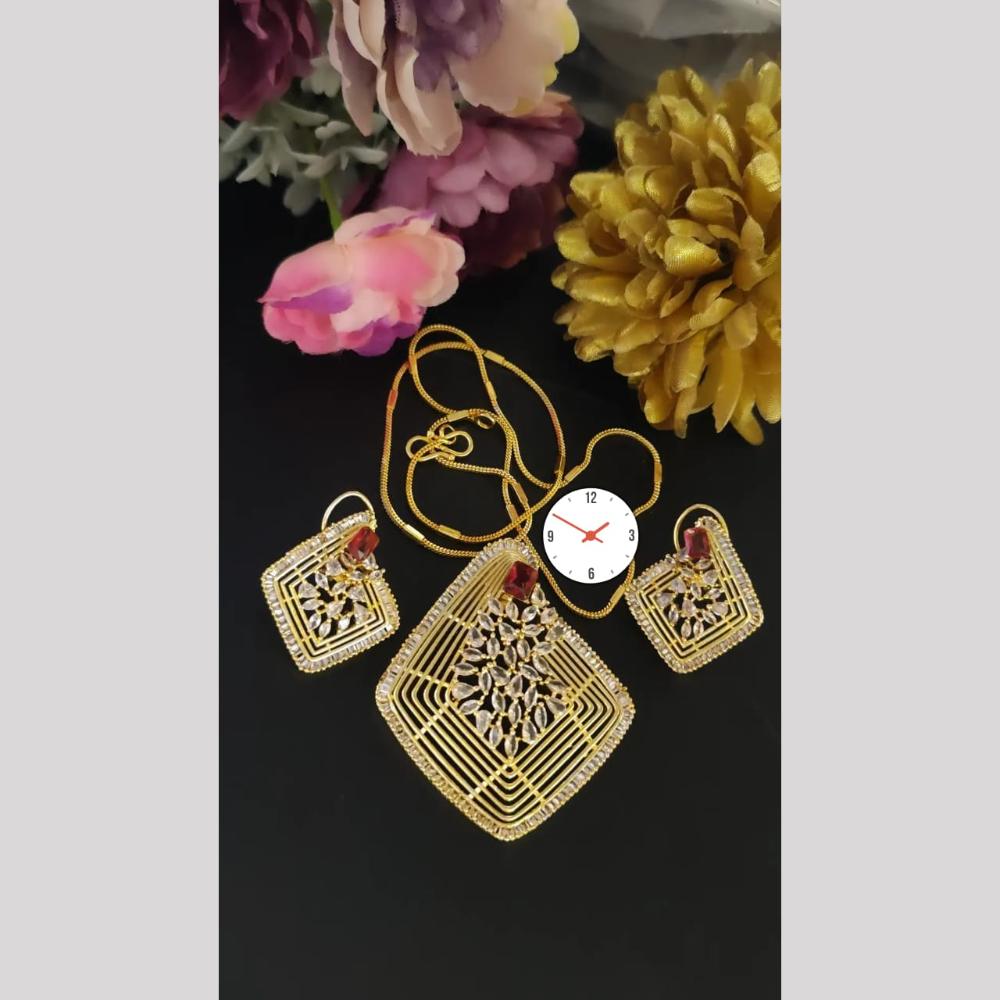 Manisha Jewellery Delicate American Diamonds Pendent Set With Chain Elegant Charm  For Women And Girls