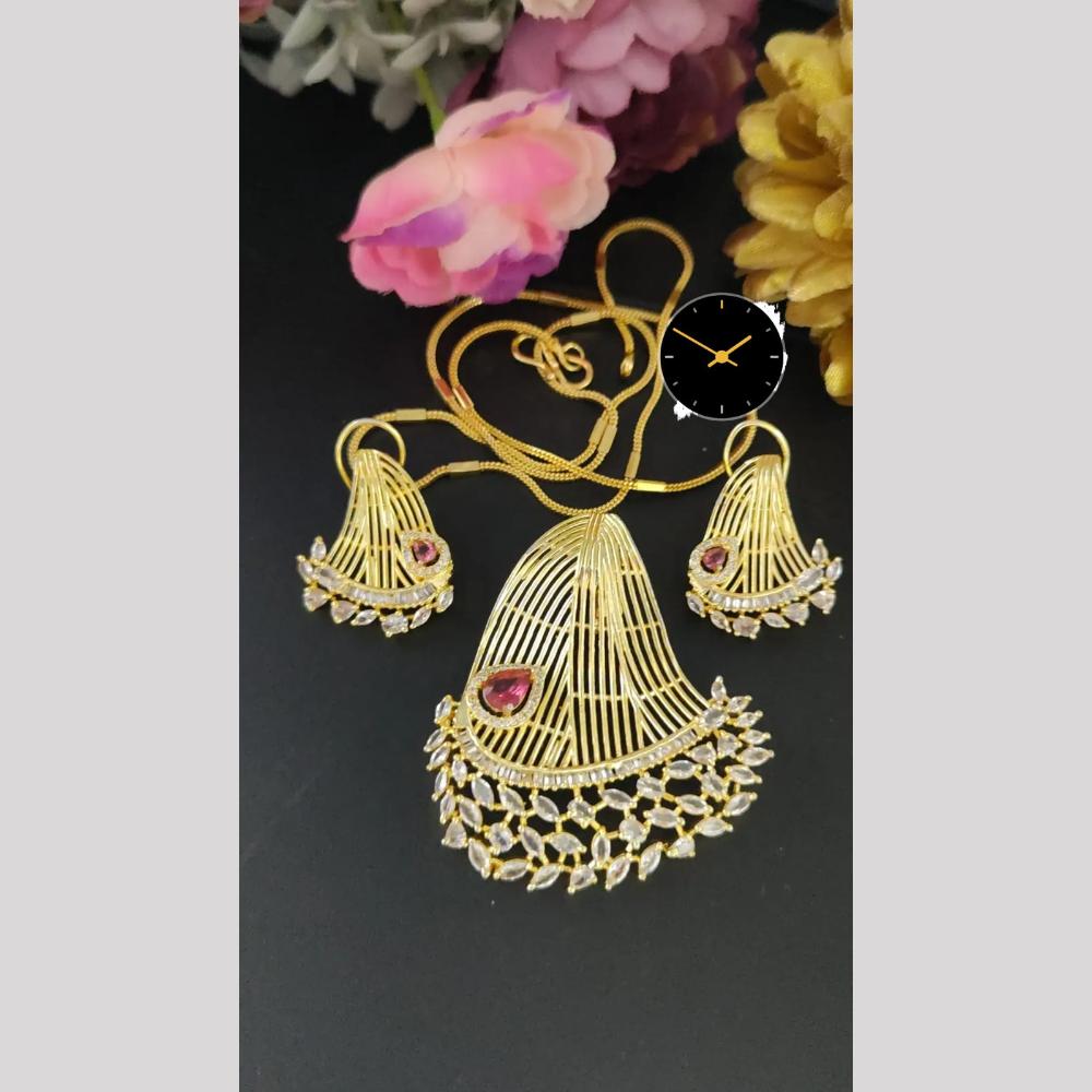 Manisha Jewellery Shimmering American Diamond Pendent & chain Set Ideal For Daily Glam