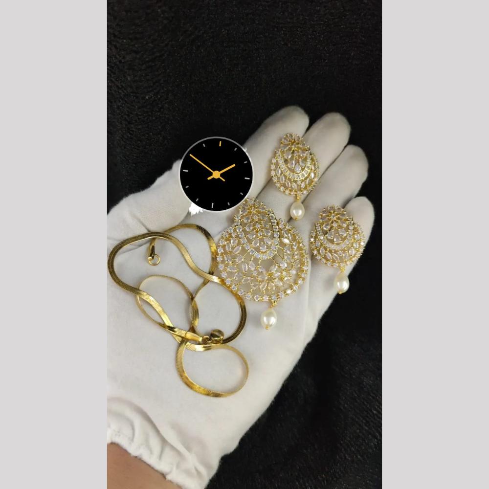 Manisha Jewellery Delicate American Diamonds Pendent Set With Chain Elegant Charm  For Women And Girls