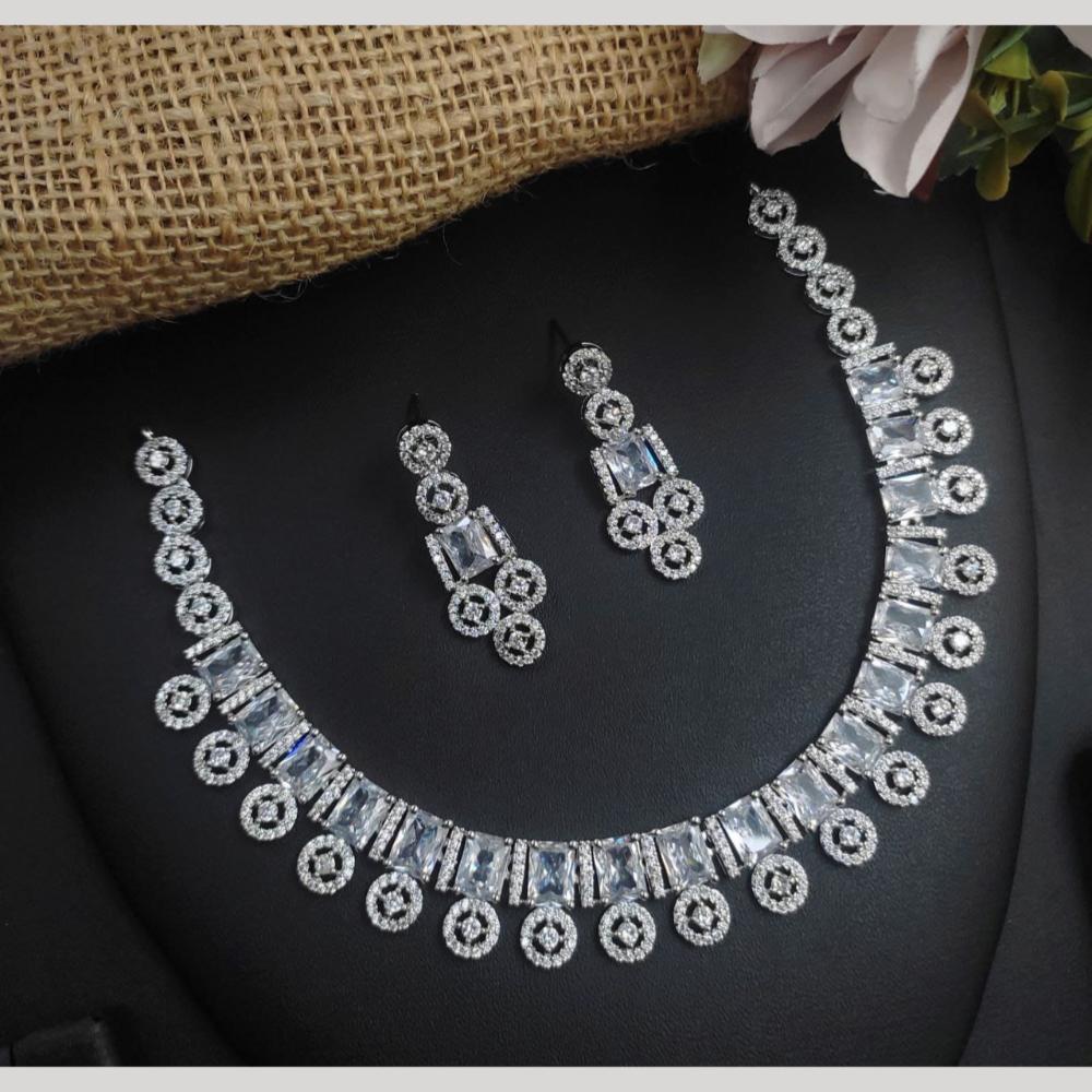 Manisha Jewellery Luxury American Diamond Necklace Set For PartY & Reception Wear
