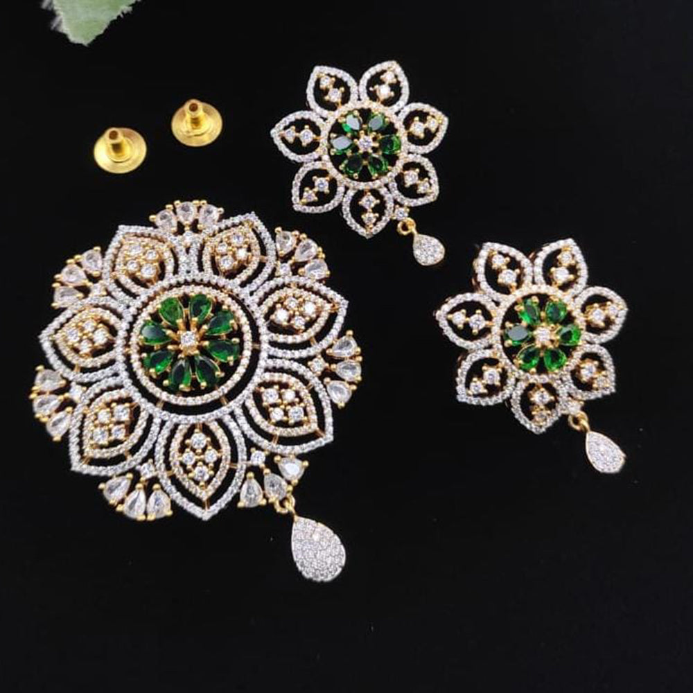 Manisha Jewellery Classic American Diamond Pendant Set with Earrings E